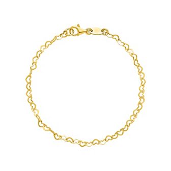 PRIMROSE Sterling Silver Open Heart Link 8 Inch Chain Bracelet