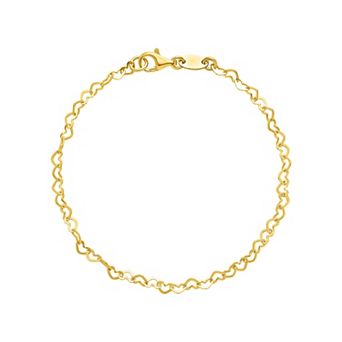 PRIMROSE Sterling Silver Open Heart Link 8 Inch Chain Bracelet