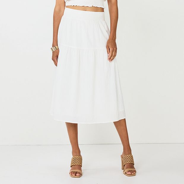 Women s Nine West Smocked Waist Midi Skirt