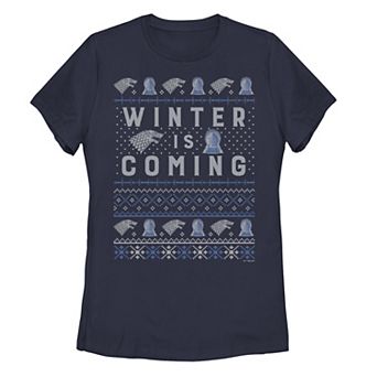 Juniors' Game of Thrones "Winter Is Coming" Holiday Argyle Graphic Tee