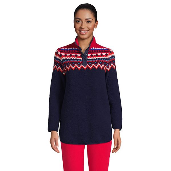Petite Lands' End Sherpa SnapNeck Tunic Top