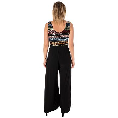 Women's Gabby Skye Drape Neck Sequin Top Jumpsuit