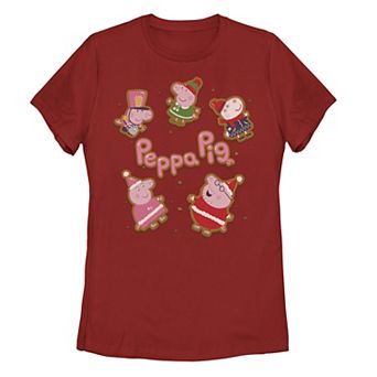 Juniors' Peppa Pig Holiday Family Gingerbread Tee