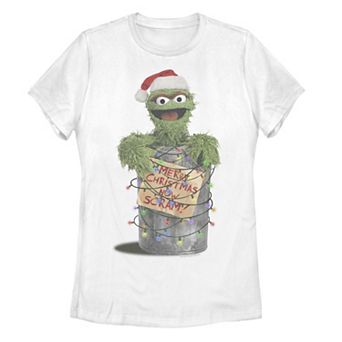Juniors' Sesame Street Oscar The Grouch "Now Scram" Christmas Lights Tee