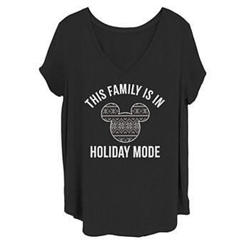 Disney's Mickey Mouse Juniors' Plus "This Family Is In Holiday Mode" Christmas Tee