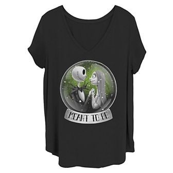 Disney's The Nightmare Before Christmas Jack Skellington & Sally Meant To Be Snow Globe Juniors' Plus Size Graphic Tee