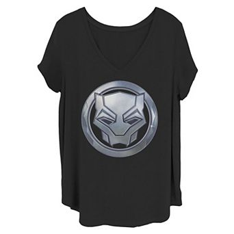 Juniors' Plus Marvel Black Panther Sigil Metal Logo Tee