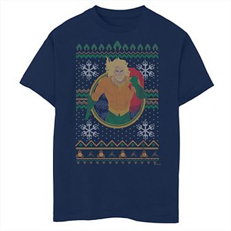 Boys 8-20 DC Comics Aquaman Christmas Ugly Sweater Style Graphic Tee