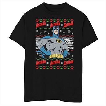 Boys 8-20 DC Comics Batman Happy Holidays Ugly Sweater Graphic Tee
