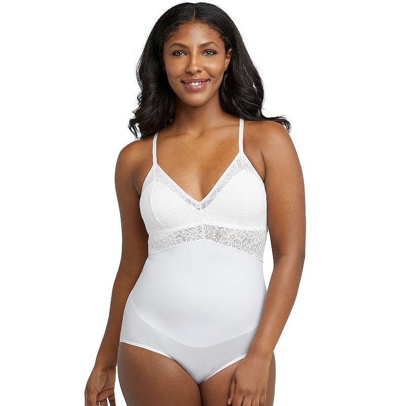 Womens Maidenform Tame Your Tummy Lace Bodysuit DMS097, Size: Small, White