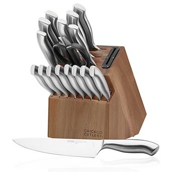 Chicago Cutlery Insignia 18 pc Guided Grip Knife Block Set with Built-In Sharpener