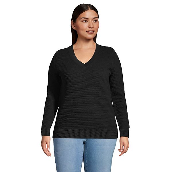 Plus Size Lands' End Fine Gauge VNeck Sweater