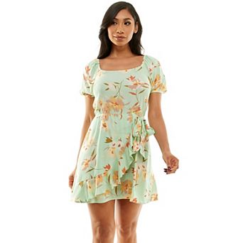 Juniors' Lily Rose Ruffle Faux-Wrap Skater Dress