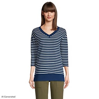 Women's Lands' End Relaxed Waffle V-Neck Tunic