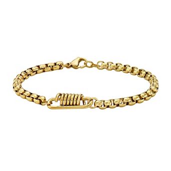 Men's LYNX Gold Tone Stainless Steel Box Chain Bracelet