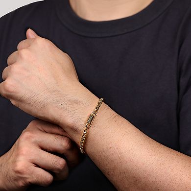 Men's LYNX Gold Tone Stainless Steel Box Chain Bracelet