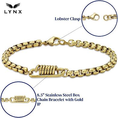 Men's LYNX Gold Tone Stainless Steel Box Chain Bracelet