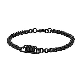 Men's LYNX Black Ion Plated Stainless Steel Box Chain Bracelet