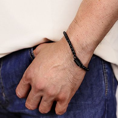Men's LYNX Black Ion Plated Stainless Steel Box Chain Bracelet