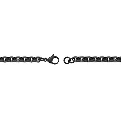 Men's LYNX Black Ion Plated Stainless Steel Box Chain Bracelet