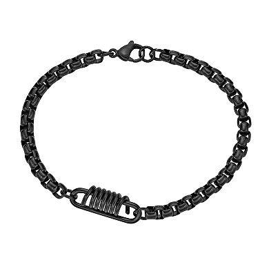 Men's LYNX Black Ion Plated Stainless Steel Box Chain Bracelet