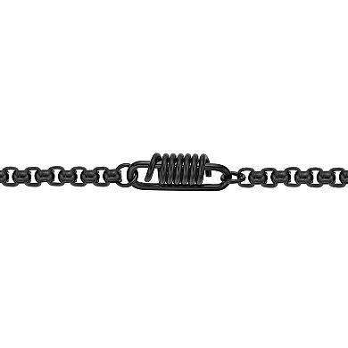 Men's LYNX Black Ion Plated Stainless Steel Box Chain Bracelet