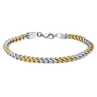 Men's LYNX Two-Tone Stainless Steel Gold Tone Ion Plated Foxtail Chain Bracelet
