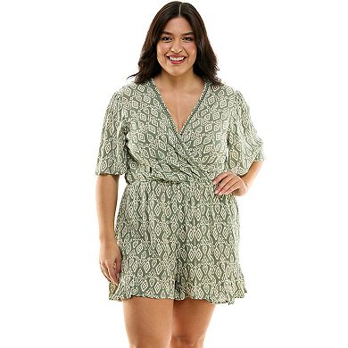 Juniors' Plus Size Lily Rose Flared Sleeve Romper