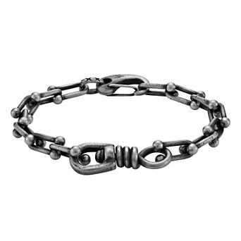 Men's LYNX Stainless Steel Gunmetal Ion Plated Link Chain Bracelet
