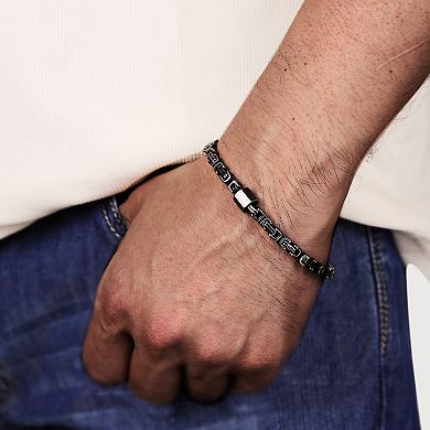 Men's LYNX Stainless Steel Black Ion Plated Byzantine Chain Bracelet
