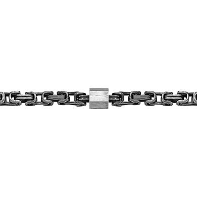 Men's LYNX Stainless Steel Black Ion Plated Byzantine Chain Bracelet