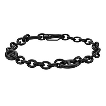 Men's LYNX Stainless Steel Black Ion Plated Link Chain Bracelet