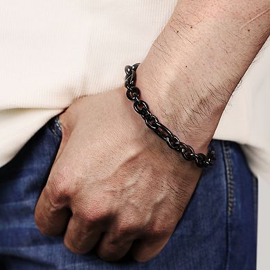 Men's LYNX Stainless Steel Black Ion Plated Link Chain Bracelet