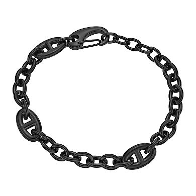 Men's LYNX Stainless Steel Black Ion Plated Link Chain Bracelet