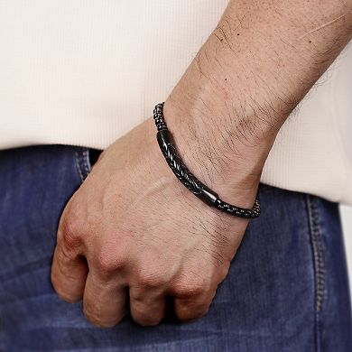 Men's LYNX Stainless Steel Black Ion Plated Antiqued Box Chain Bracelet