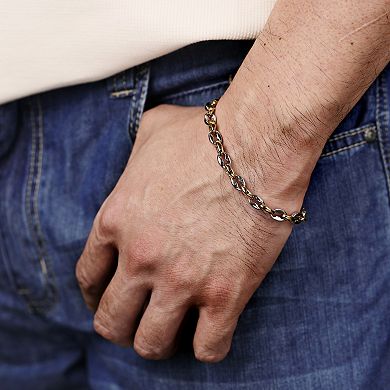 Men's LYNX Stainless Steel Two Tone Ion Plated Link Chain Bracelet