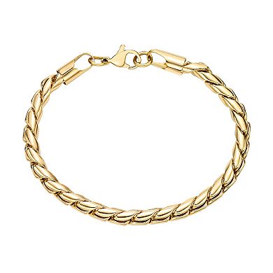Men's LYNX Stainless Steel Gold Tone Ion Plated 4.5mm Twist Chain Bracelet