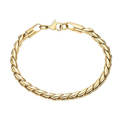 Men's LYNX Stainless Steel Gold Tone Ion Plated 4.5mm Twist Chain Bracelet