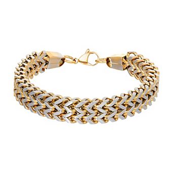 Men's LYNX Stainless Steel Gold Tone Ion Plated Double-Row Foxtail Chain Bracelet