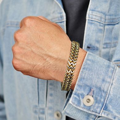 Men's LYNX Stainless Steel Gold Tone Ion Plated Double-Row Foxtail Chain Bracelet