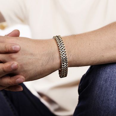 Men's LYNX Stainless Steel Gold Tone Ion Plated Double-Row Foxtail Chain Bracelet
