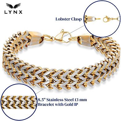 Men's LYNX Stainless Steel Gold Tone Ion Plated Double-Row Foxtail Chain Bracelet