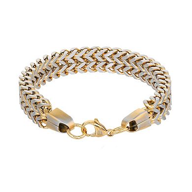 Men's LYNX Stainless Steel Gold Tone Ion Plated Double-Row Foxtail Chain Bracelet