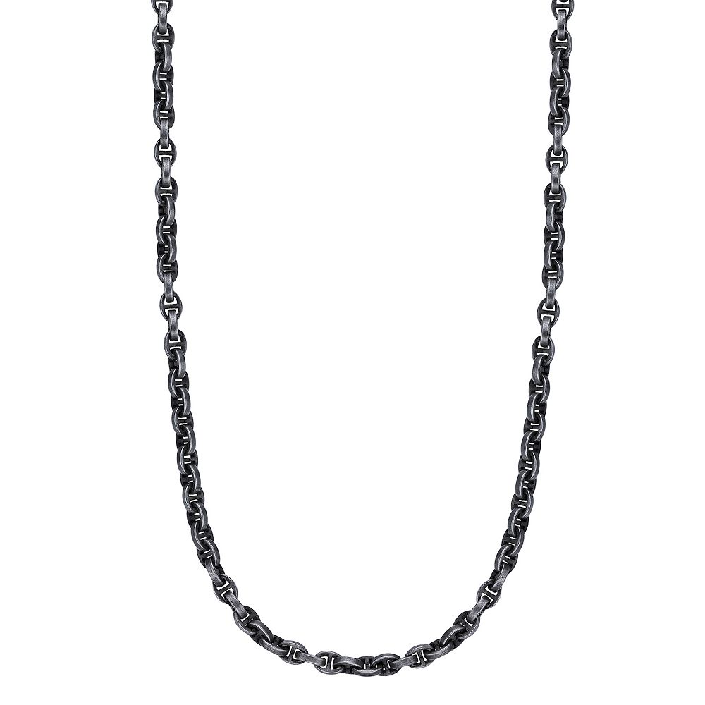 Blackened Link Chain Necklace in Silver Plated main image 0
