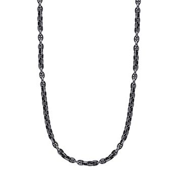 Men's LYNX Antiqued Black Ion Plated Stainless Steel Link Chain Necklace