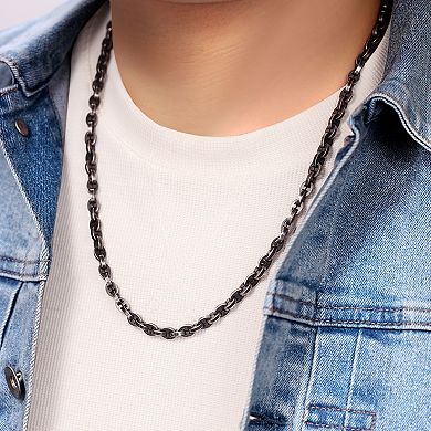 Men's LYNX Antiqued Black Ion Plated Stainless Steel Link Chain Necklace