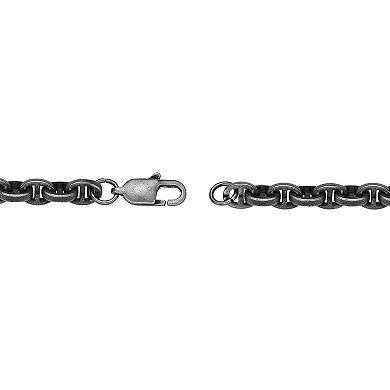 Men's LYNX Antiqued Black Ion Plated Stainless Steel Link Chain Necklace