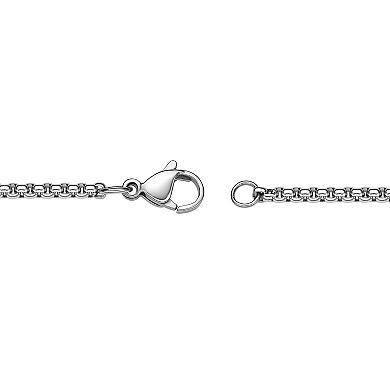 Men's LYNX Stainless Steel Black Agate Arrow Head Pendant Necklace