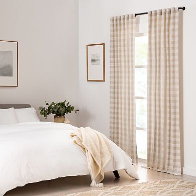Mercantile Tavia Horizontal Stripes Rod Pocket Back Tab Sheer Window Curtain Panel
