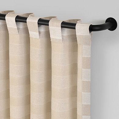 Mercantile Tavia Horizontal Stripes Rod Pocket Back Tab Sheer Window Curtain Panel